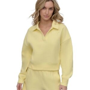 DKNY Light Yellow Women's Polo Cropped Sweatshirt